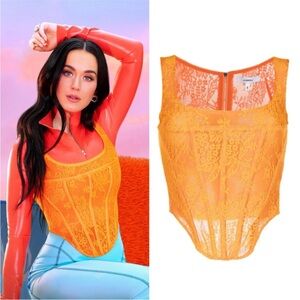 Miaou Campbell Corset Top  Size Medium in Tangerine